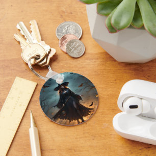 "Wickte Nacht: Beängstigende Halloween-Hexe und ih Schlüsselanhänger