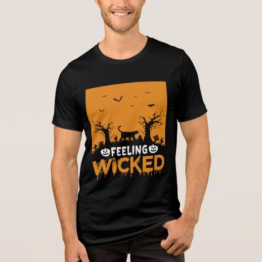 Wicktes Gefühl: Halloween Black Cat Tri-Blend Shirt (Vorderseite)