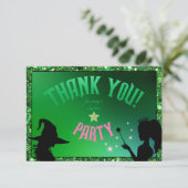 Wickwiederholt Fun Birthday Party Green Pink Glind Dankeskarte (Stehend Vorderseite)
