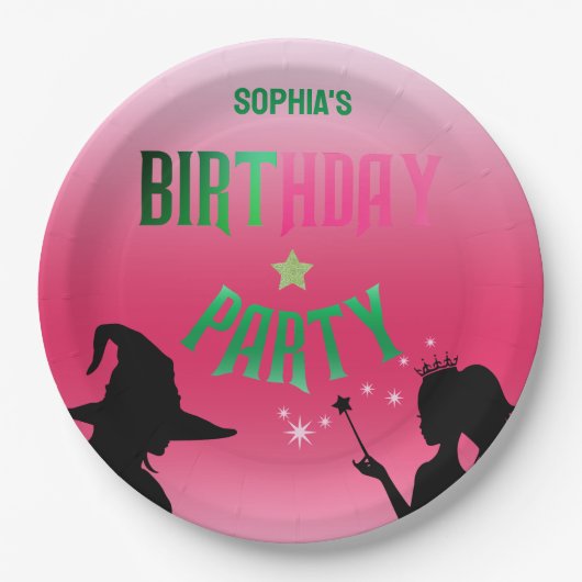 Wickwiederholt Fun Birthday Party Green Pink Glind Pappteller (Vorderseite)