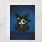 Wickwiederholt Fun Green Hexe Halloween Geburtstag Einladung (Rückseite)