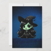 Wickwiederholt Fun Green Hexe Halloween Geburtstag Einladung (Rückseite)