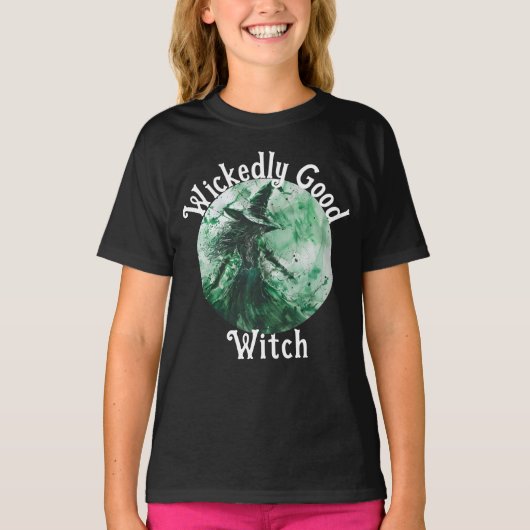 Wickwiederholt Good Hexe Green Hexe Zeichnend T-Shirt (Vorderseite)