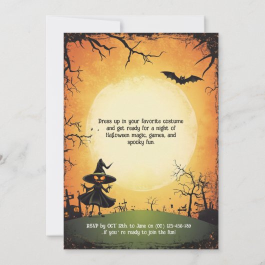 🪄 Wickwiederholt Spaß Halloween-Party! Einladung (Rückseite)