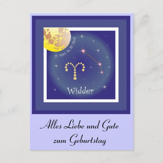 Widder 21. März bis 20. April Postkarte (Vorderseite)
