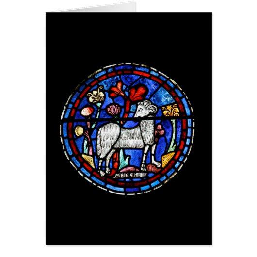 Widder-Astrologie-gotische Buntglas-Windows-Karte (Vorne)
