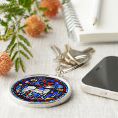 Widder-Astrologie-gotisches Buntglas Windows R K Schlüsselanhänger (Seite)