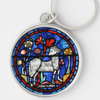 Widder-Astrologie-gotisches Buntglas Windows R K Schlüsselanhänger