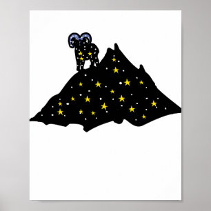 Widder auf Space Mountain Kosmisches Silhouetten Poster