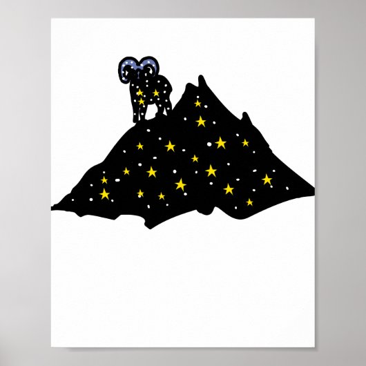 Widder auf Space Mountain | Kosmisches Silhouetten Poster (Vorne)
