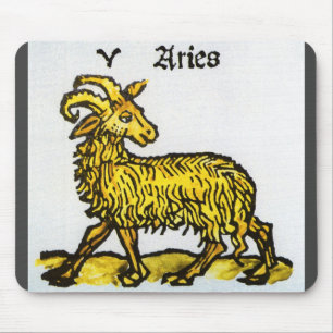 Widder das goldene Lamm, Vintage Zeichen des Zodia Mousepad