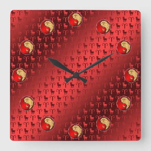 Widder das Lamm Quadratische Wanduhr (Vorderseite)