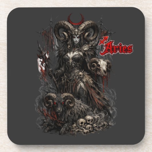 Widder — Der Gehörnte Vorbote Getränkeuntersetzer (Vorderseite)