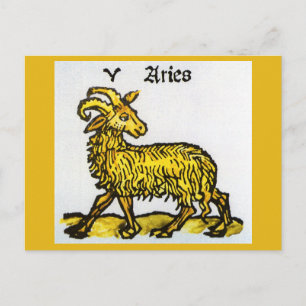 Widder, der goldene Ram, Vintage-Sternzeichen Postkarte