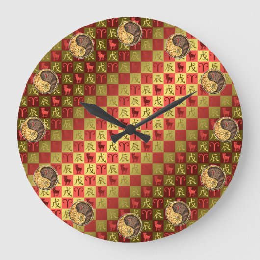 Widder & Erddrache Große Wanduhr (Vorderseite)