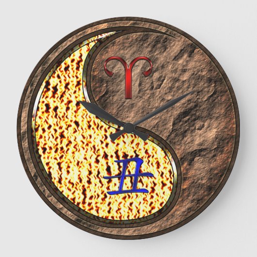 Widder & Erde Ochse Große Wanduhr (Vorderseite)