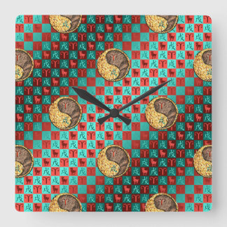 Widder & Erdhund Quadratische Wanduhr
