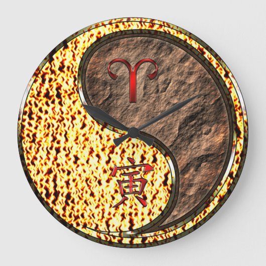 Widder & Erdtiger Große Wanduhr (Vorderseite)