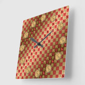 Widder & Feuer-Ratte Quadratische Wanduhr (Winkel)