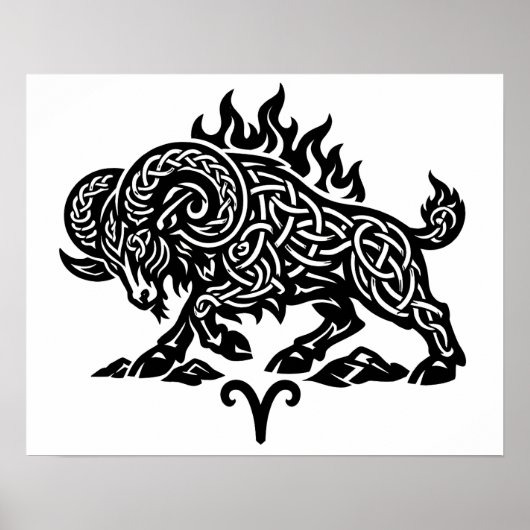 Widder Feuer‑Widder – Keltische verfluchte Tinte Z Poster (Vorne)