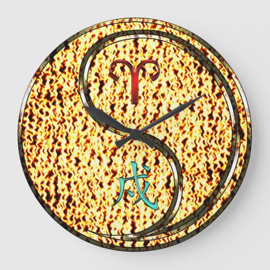 Widder & Feuerhund Große Wanduhr (Vorderseite)