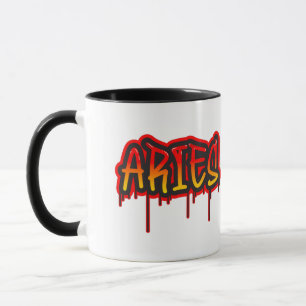 WIDDER Feuerzeichen tropfende Wortkunst Sprayfarbe Tasse