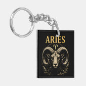 Widder führt mit Mut Zodiac Astrologie Geschenk Schlüsselanhänger (Vorderseite links)