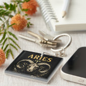Widder führt mit Mut Zodiac Astrologie Geschenk Schlüsselanhänger (Vorderseite rechts)