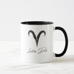 Widder 'Grenzenloser Antrieb' Zodiac Stolz Schwarz Tasse