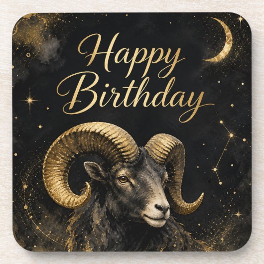 Widder Happy Birthday Sternzeichen Design Getränkeuntersetzer (Vorderseite)