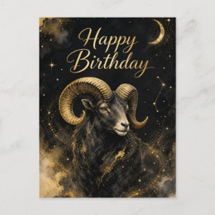 Widder Happy Birthday Sternzeichen Design Postkarte