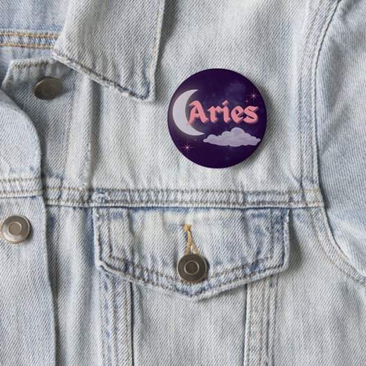 Widder Himmelsästhetik Mond Wolken Sterne Design Button (Beispiel)