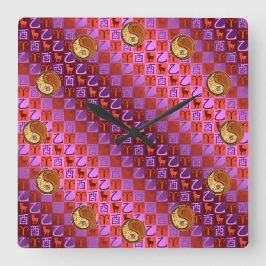 Widder & Holz Hahn Quadratische Wanduhr (Vorderseite)