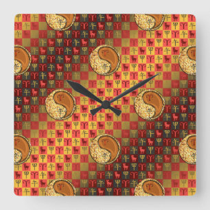 Widder & Holzpferd Quadratische Wanduhr