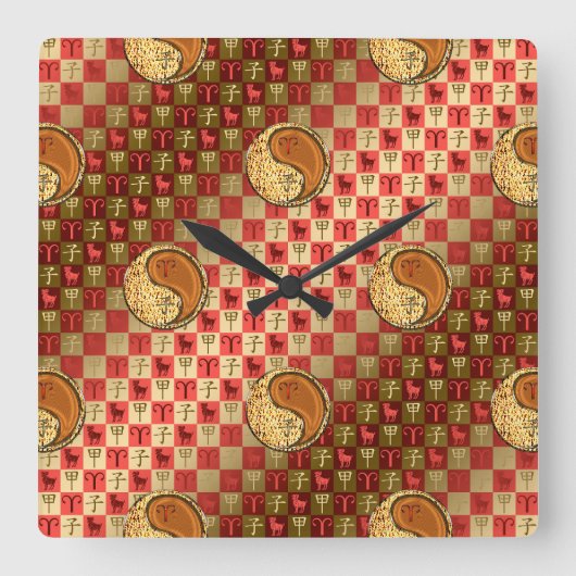 Widder & Holzratte Quadratische Wanduhr (Vorderseite)