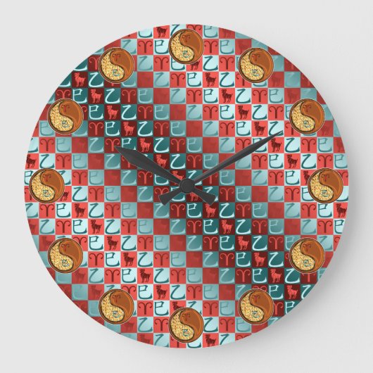 Widder & Holzschlange Große Wanduhr (Vorderseite)