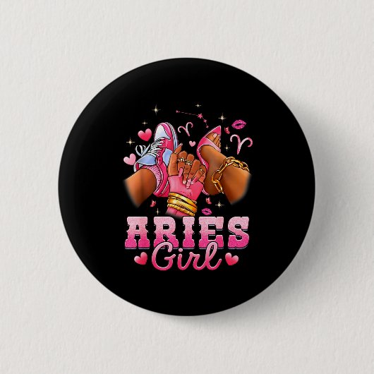 Widder Mädchen Geburtstagskönigin Frauen Geburtsta Button (Vorderseite)
