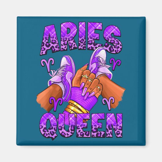 Widder-Mädchen Sternzeichen Geburtstag Afro-Queen- Magnet (Vorne)