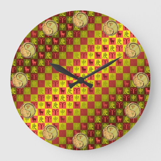 Widder & Metallaffe Große Wanduhr (Vorderseite)