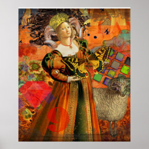 Widder Orange Frau Gothic Illustration Poster