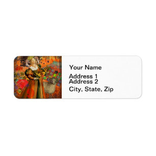 Widder Orange Frau: Gothic Ram Antique Art Collage