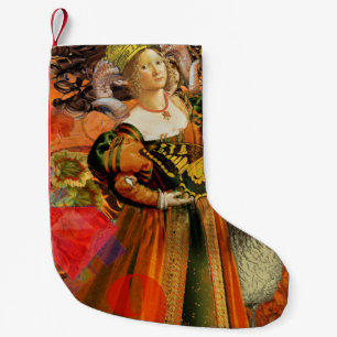 Widder Orange Frau: Gothic Ram Antique Art Collage Kleiner Weihnachtsstrumpf