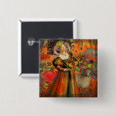 Widder Orange Frau: Gothic Widder Antike Kunst Col Button (Vorne & Hinten)