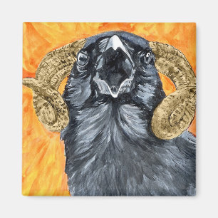 Widder-Raben-Aquarell Magnet