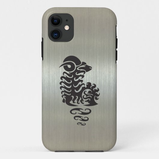 Widder-RAM-Silhouette mit metallischem Effekt Case-Mate iPhone Hülle (Rückseite)