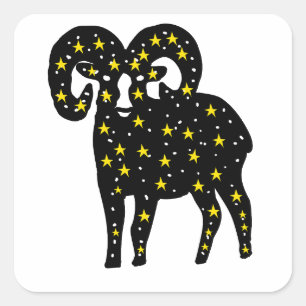 Widder Raum Sterne Silhouette Quadratischer Aufkleber