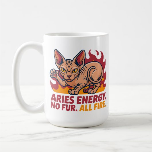 Widder Sphynx-Katze Feuer Sternzeichen Energie Kun Kaffeetasse (Links)