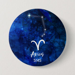 Widder-Sternbild Blaue Galaxie Monogramm Button