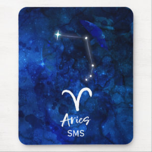 Widder-Sternbild Blaue Galaxie Monogramm Mousepad