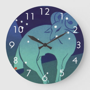 Widder-Sternbild, Vintage-Zodiak-Astrologie Große Wanduhr